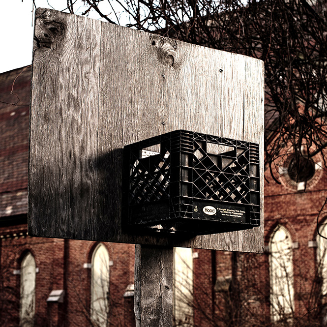 Basketball hoops across America, from a Missouri farmhouse to an inner city court in Manhattan