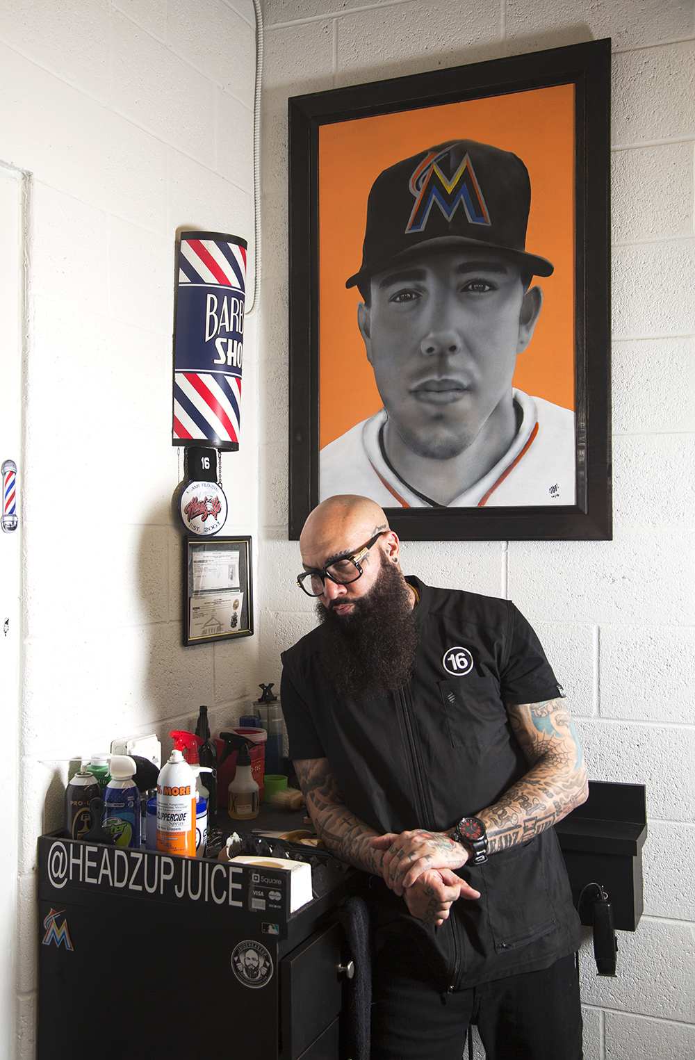 Miami Headz Up barber Hugo Juice Tandron styles the Marlins