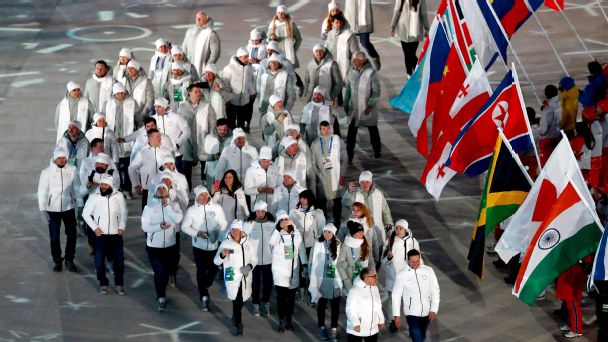 The Olympic Athletes from Russia walked under a neutral flag during Sunday's closing ceremony in Pyeongchang.