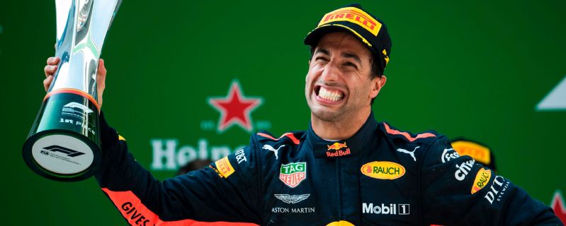 Daniel Ricciardo celebrates his thrilling victory at the Chinese Grand Prix.