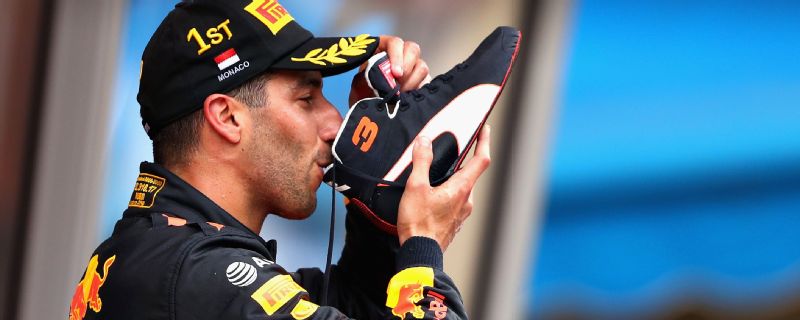 Daniel Ricciardo celebrates a gutsy victory in Sunday's Monaco Grand Prix.