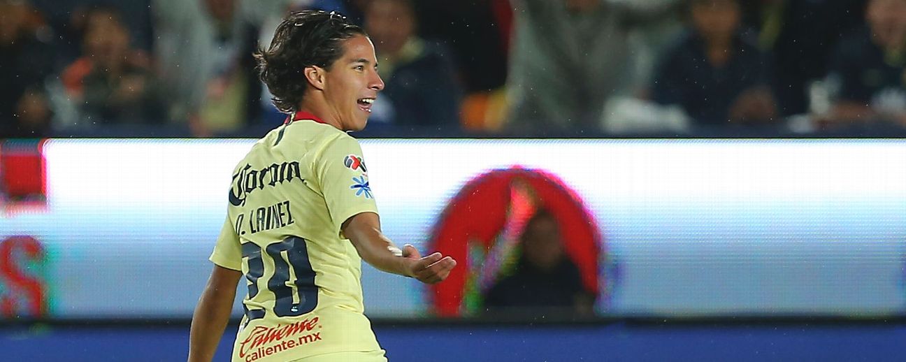 Diego Lainez festejo. América.