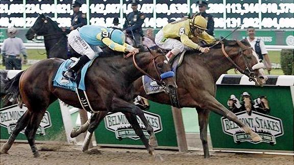 Union Rags gets past Paynter to win the Belmont Stakes.