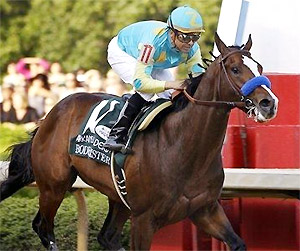 Mike Smith guides Bodemeister to victory in the Arkansas Derby.