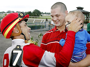 Garrett Gomez with fans.