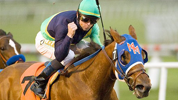 Jockey Garrett Gomez aboard Spring Awakening
