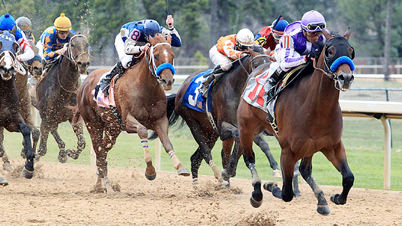Castaway takes the first division of the 2012 Southwest Stakes.