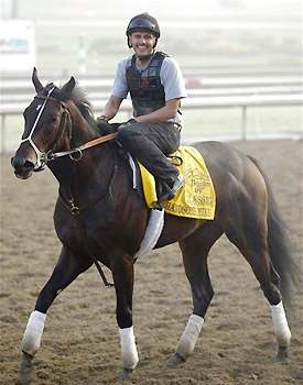 Breeders' Cup Classic contender Handsome Mike works at Santa Anita on Tuesday.