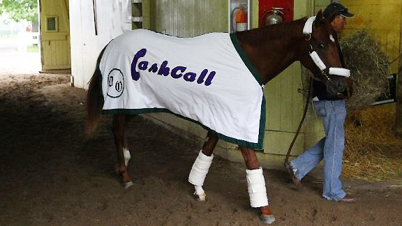 I'll Have Another walks around the barn area at Belmont Park.