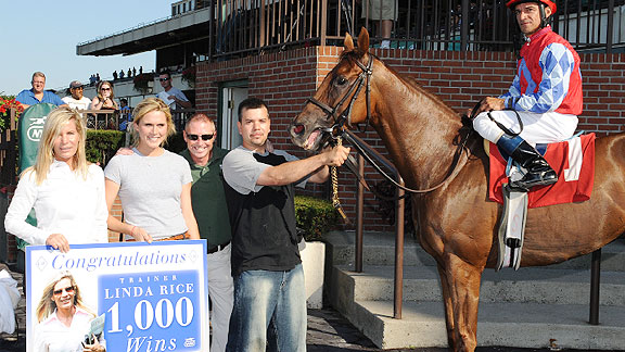 Sextant gave trainer Linda Rice her 1,000th career victory and the Belmont training title.
