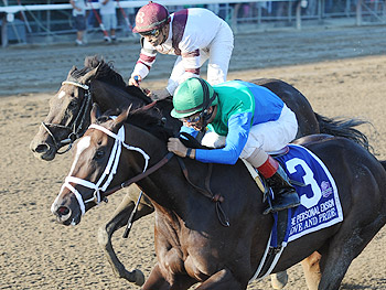 Love and Pride held off Royal Delta to win the Personal Ensign at Saratoga.