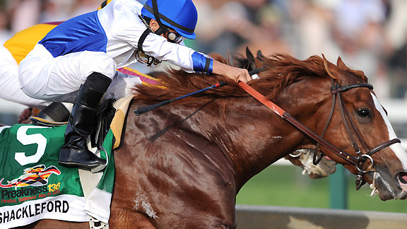 Shackleford wins the 2011 Preakness Stakes.