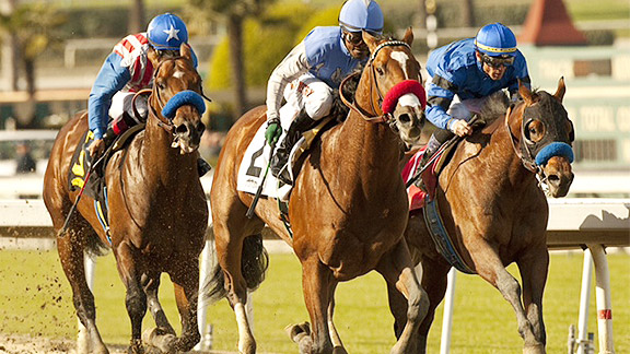 Goldencents wins the 2013 Sham Stakes at Santa Anita Park.
