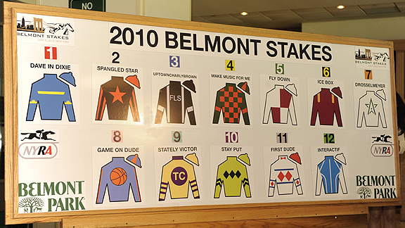 Belmont Stakes draw board