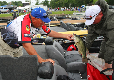 Matt Herren struggled on Day One and managed a small limit anchored by this nice Kentucky Lake bass on Day Two.
