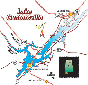 Click for enlarged map of Lake Guntersville.