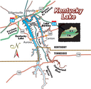 Click for enlarged map of Kentucky Lake.