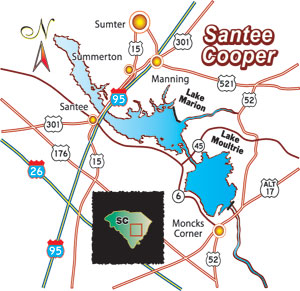 Click for an enlarged map of Santee Cooper.