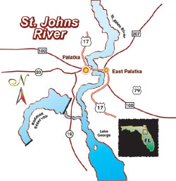Click for enlarged map of St. Johns River.