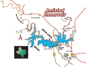 Click for enlarged map of Lake Amistad