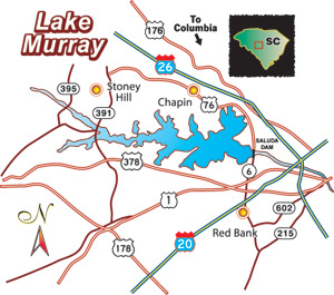 Click for enlarged map of Lake Murray