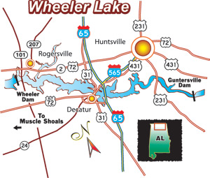 Click for an enlarged map of Wheeler Lake.