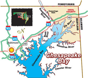 Click for an enlarged map of Chesapeake Bay.
