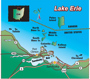 Click for an enlarged map of Lake Erie.