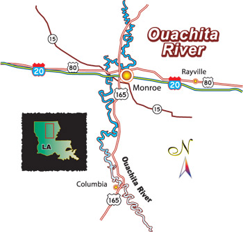 Click for enlarged map of Ouachita River