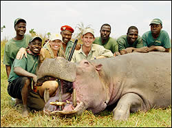Cindy Garrison with hippo