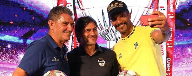 BFC coach Carles Cuadrat (centre) wants the club to forever be associated with possession-based, attacking football.