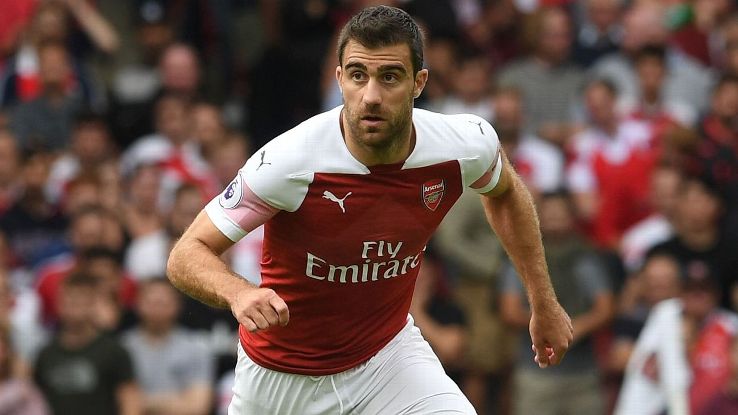 Sokratis Papastathopoulos of Arsenal during the match against Manchester City.