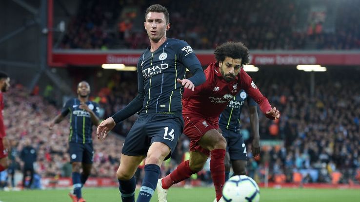 Laporte, left, coped admirably with Liverpool's pacy front three and showed why he's part of Man City's first-choice centre-back partnership.