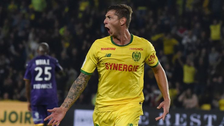 Emiliano Sala celebrates after scoring in Nantes' Ligue 1 win over Toulouse.