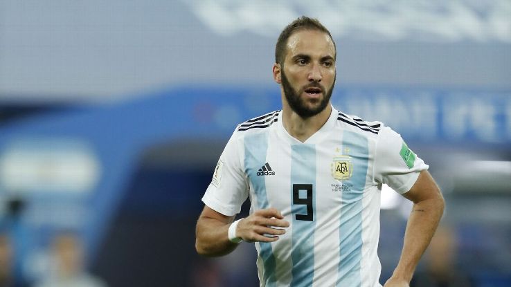 Argentina's Gonzalo Higuain during the World Cup game against Nigeria.