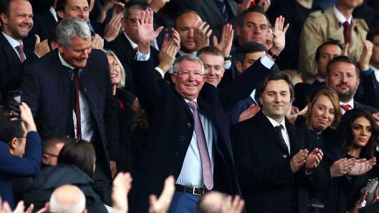 Sir Alex Ferguson was greeted by the Old Trafford crowd before Manchester United kicked off against Wolves