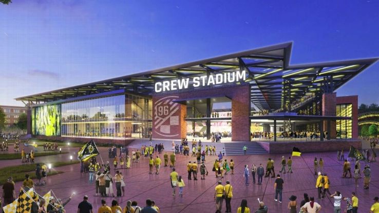 A rendering of a proposed new 20,000 seat, downtown stadium for the Columbus Crew.