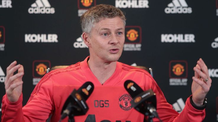 Ole Gunnar Solskjaer speaks to the media after being named interim Manchester United manager.