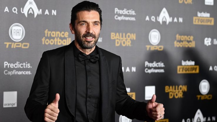 Paris Saint-Germain Gianluigi Buffon arrives for the Ballon d'Or gala on Dec. 3