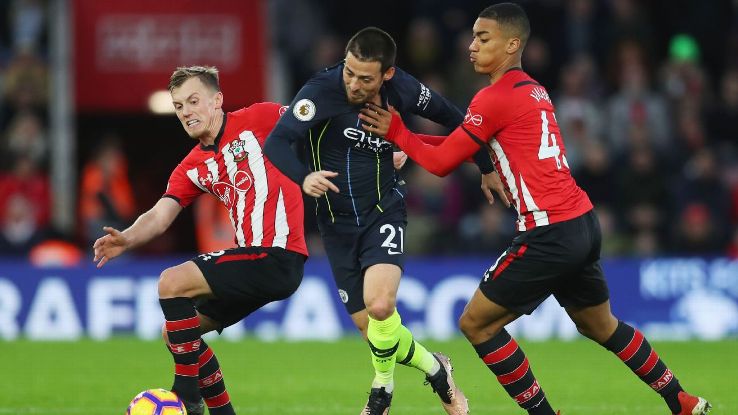 David Silva scored the opening goal in Manchester City's 3-1 win at Southampton
