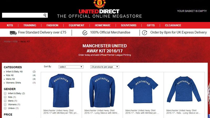 Man United store selling Henrikh Mkhitaryan shirts before he has signed ...