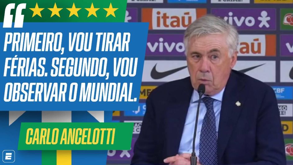 Invicto, sem sofrer gols, vaga na Copa: Ancelotti fecha primeira semana na seleção em alta e conquista elenco