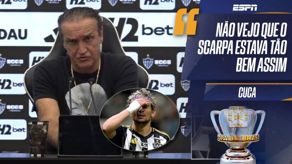 Cuca rebate pergunta sobre tirar Scarpa de Atlético-MG x Cruzeiro: 'Se estivesse tão bem, não teria saído'