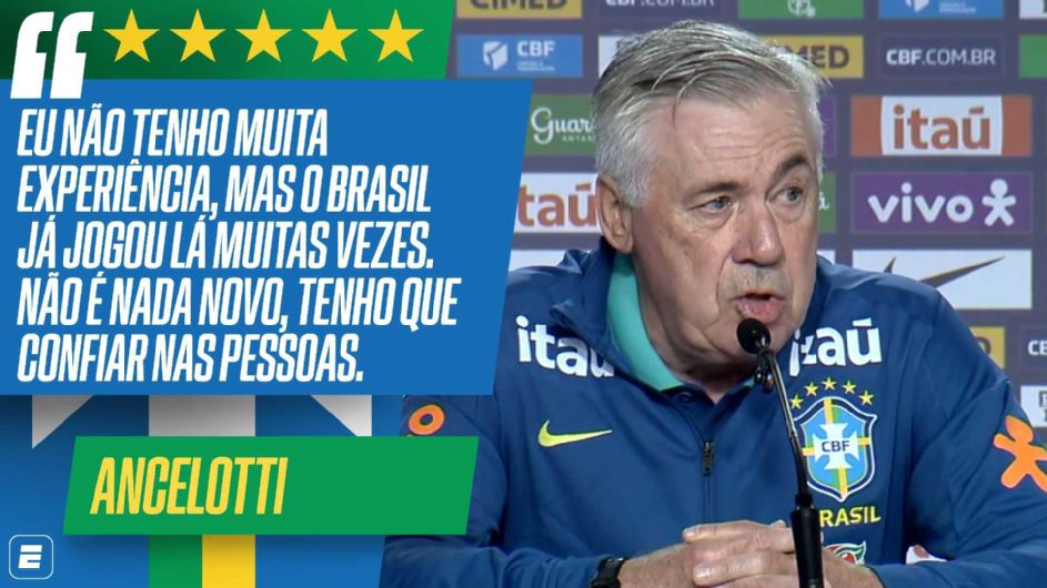 Ancelotti admite mudanças no Brasil contra a Bolívia e nova estratégia para superar altitude: 'Temos que jogar diferente'