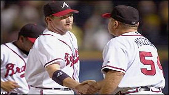 Matt Franco of the Atlanta Braves before a 2002 MLB season game