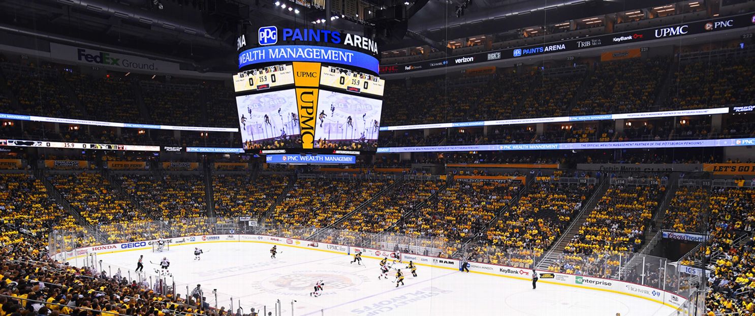 PPG Paints Arena Scoreboard  Tonight, as we break-in the new
