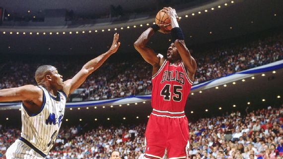 Why did Michael Jordan's jersey number change from 23 to 45 during