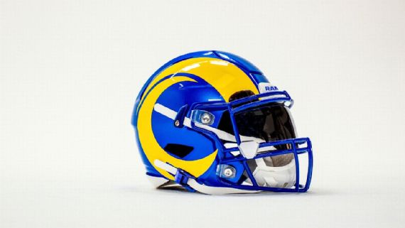 Rams reveal new uniforms that include metallic chrome blue helmet - ESPN