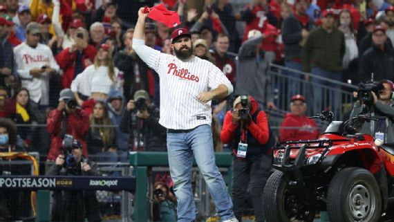 Jason Kelce hugs Phillie Phanatic Philadelphia Phillies shirt, hoodie,  sweater, long sleeve and tank top