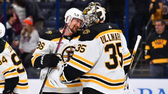Bruins' Nick Foligno Steps In To Do Goalie Hug With Linus Ullmark
